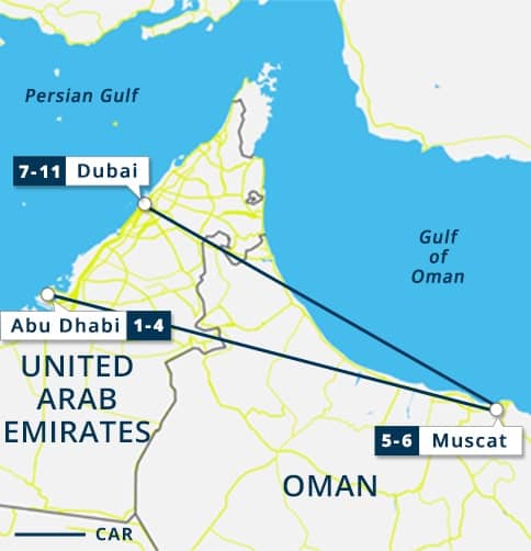 Best of Abu Dhabi, Dubai & Oman Map