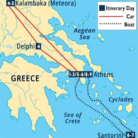 Highlights of Greece Tour Map