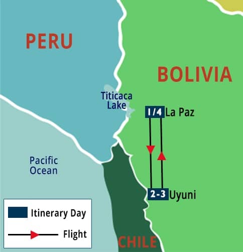 Bolivia Uyuni Salt Flats Short Stay Map