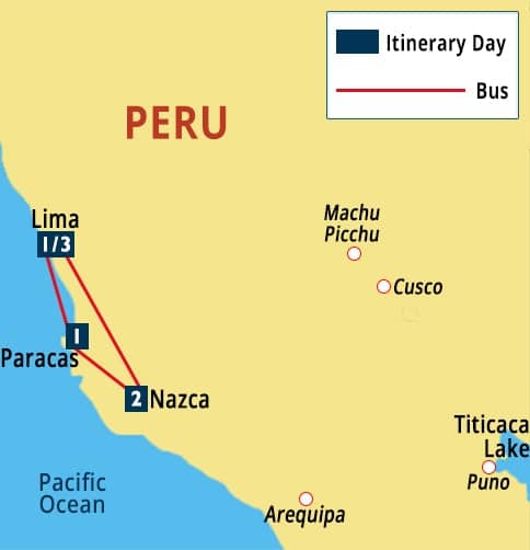 Nazca & Ballestas Islands Tour Map